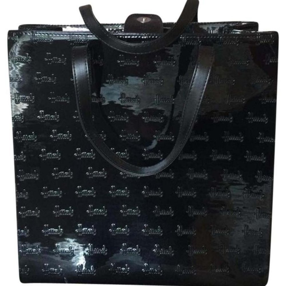 Harrods Logo Black Patent Leather Tote